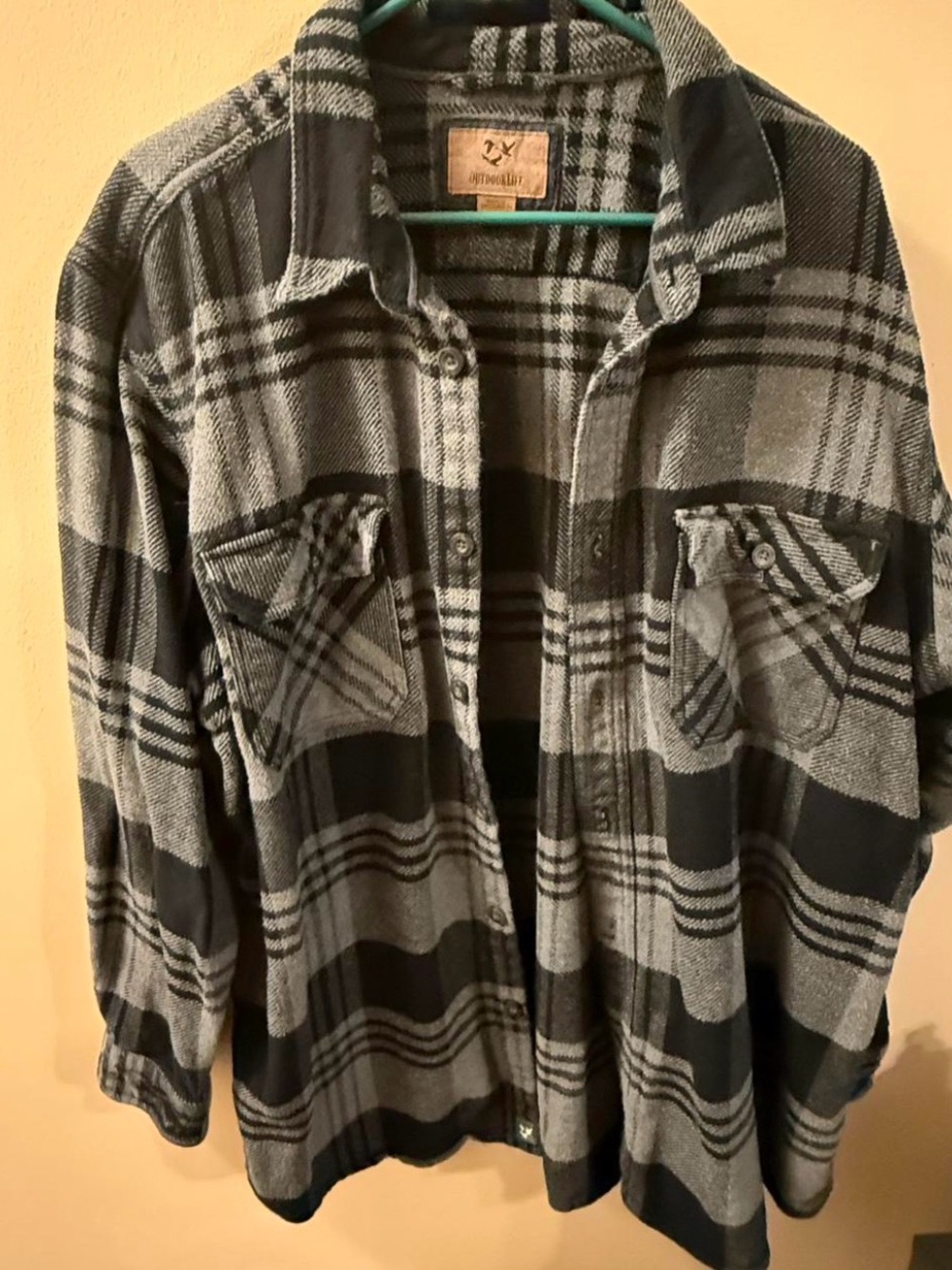 Men's Black & Gray Plaid Flannel Shirt Jacket size xxl
